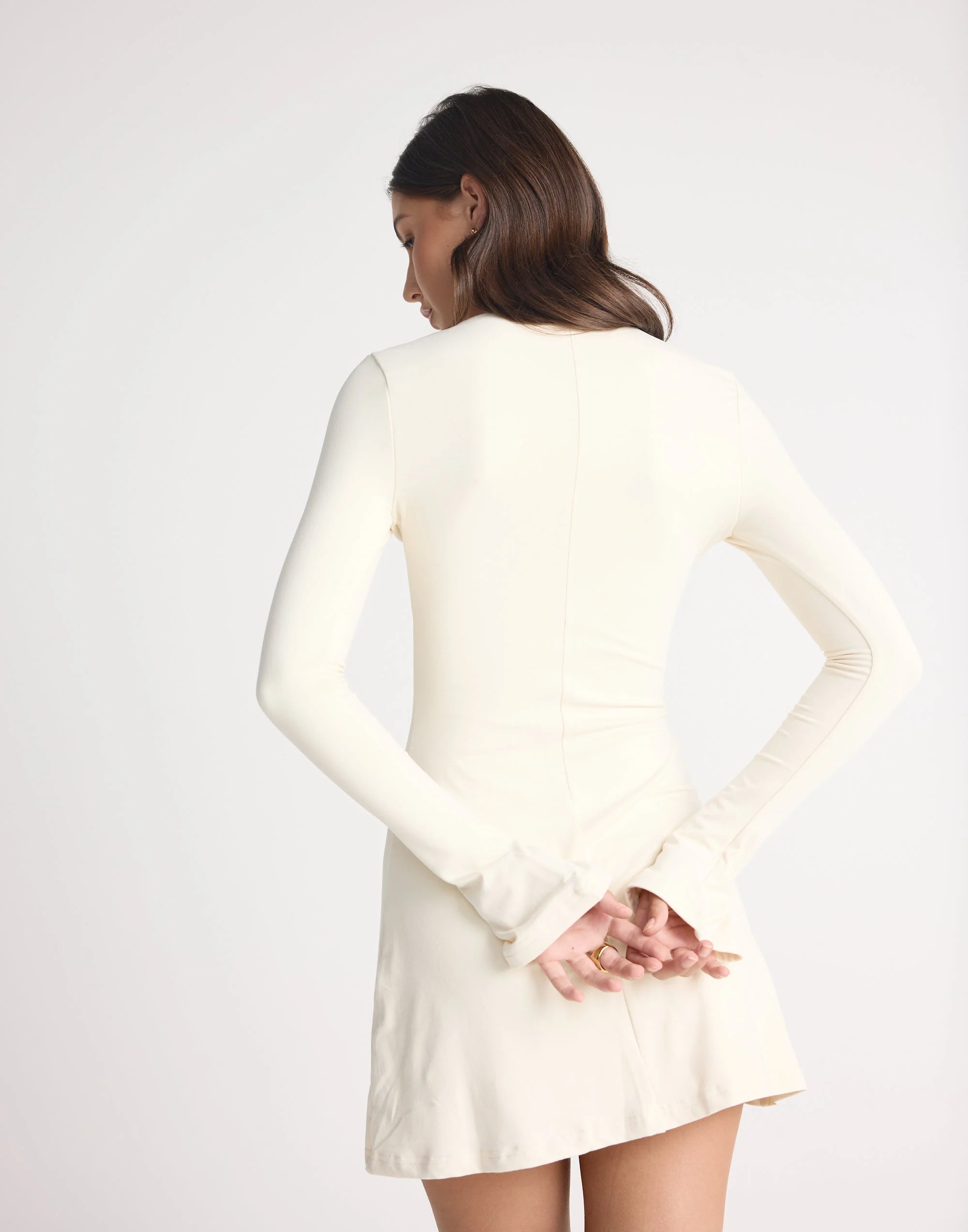 Carmie Long Sleeve Mini Dress (Oat)