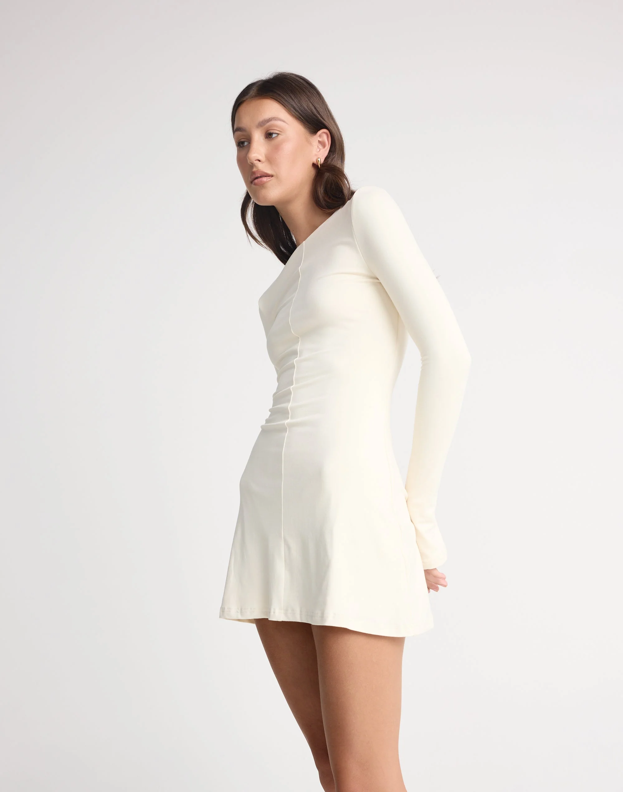 Carmie Long Sleeve Mini Dress (Oat)