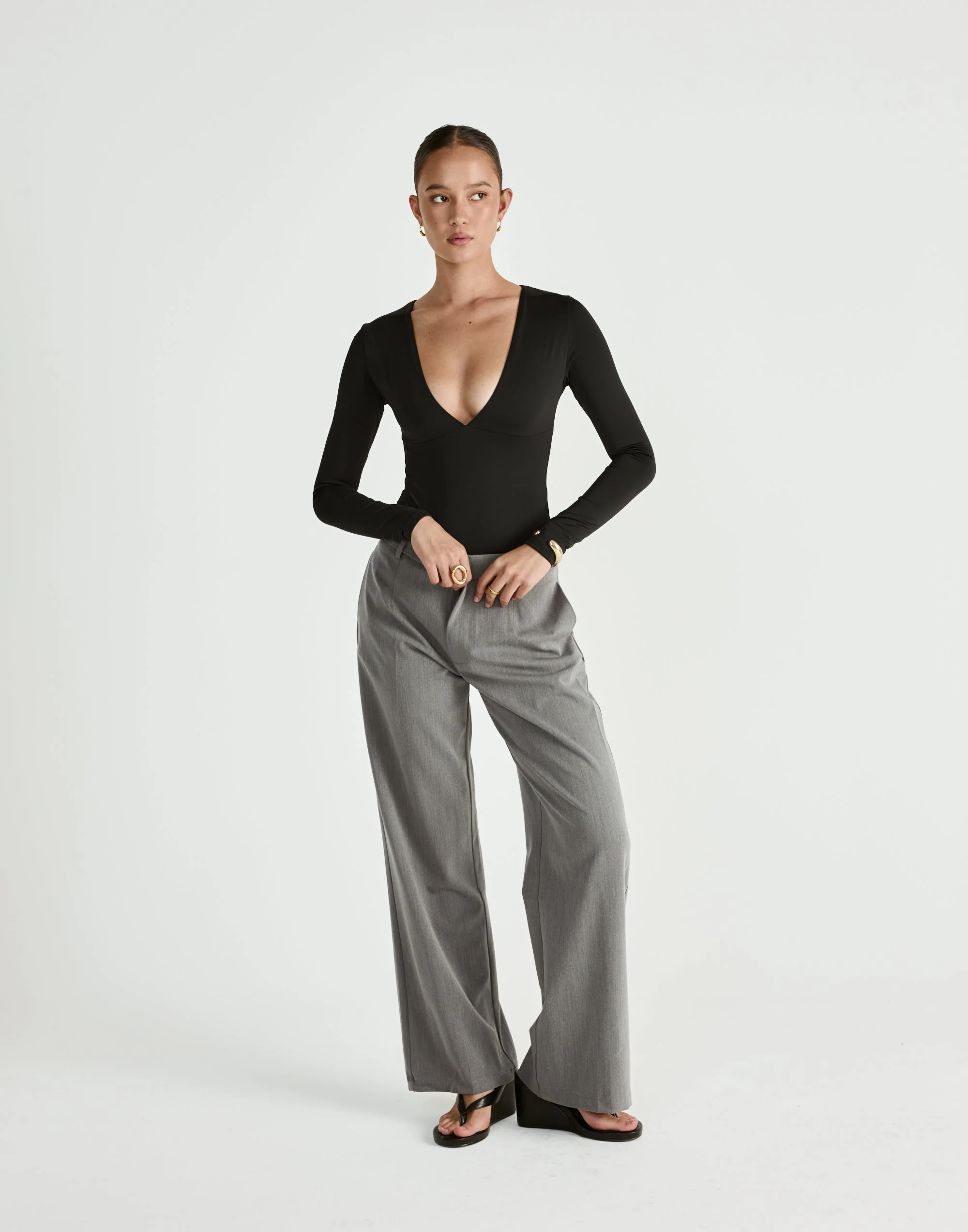 Landry Long Sleeve Bodysuit (Black)