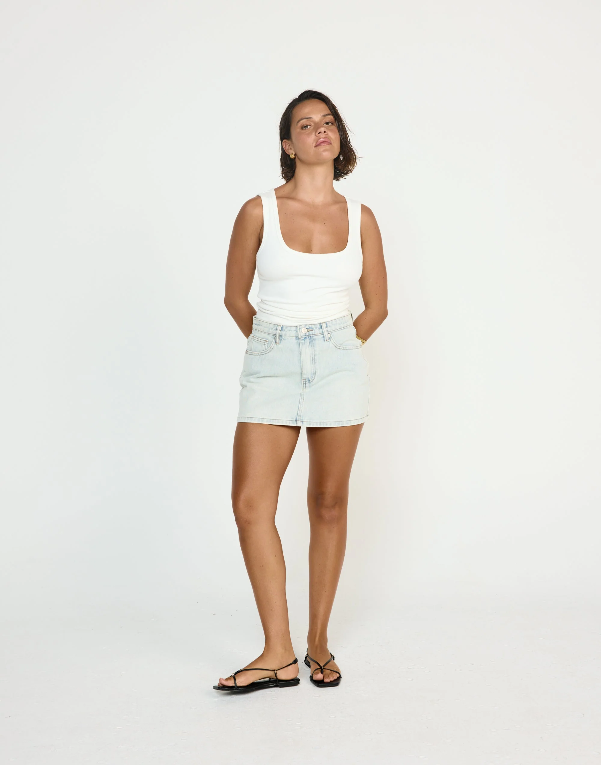 Riri Denim Mini Skirt (Light Blue)