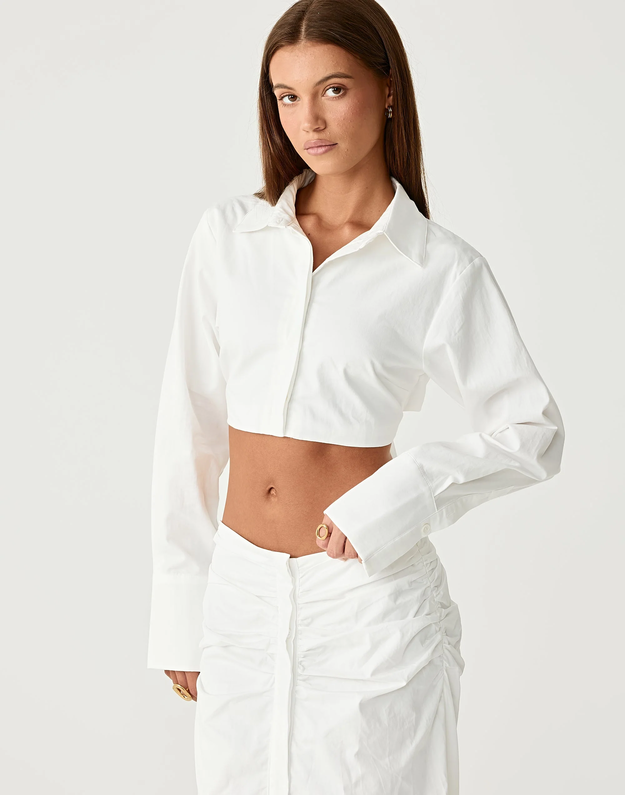 Dallas Crop Shirt (White)