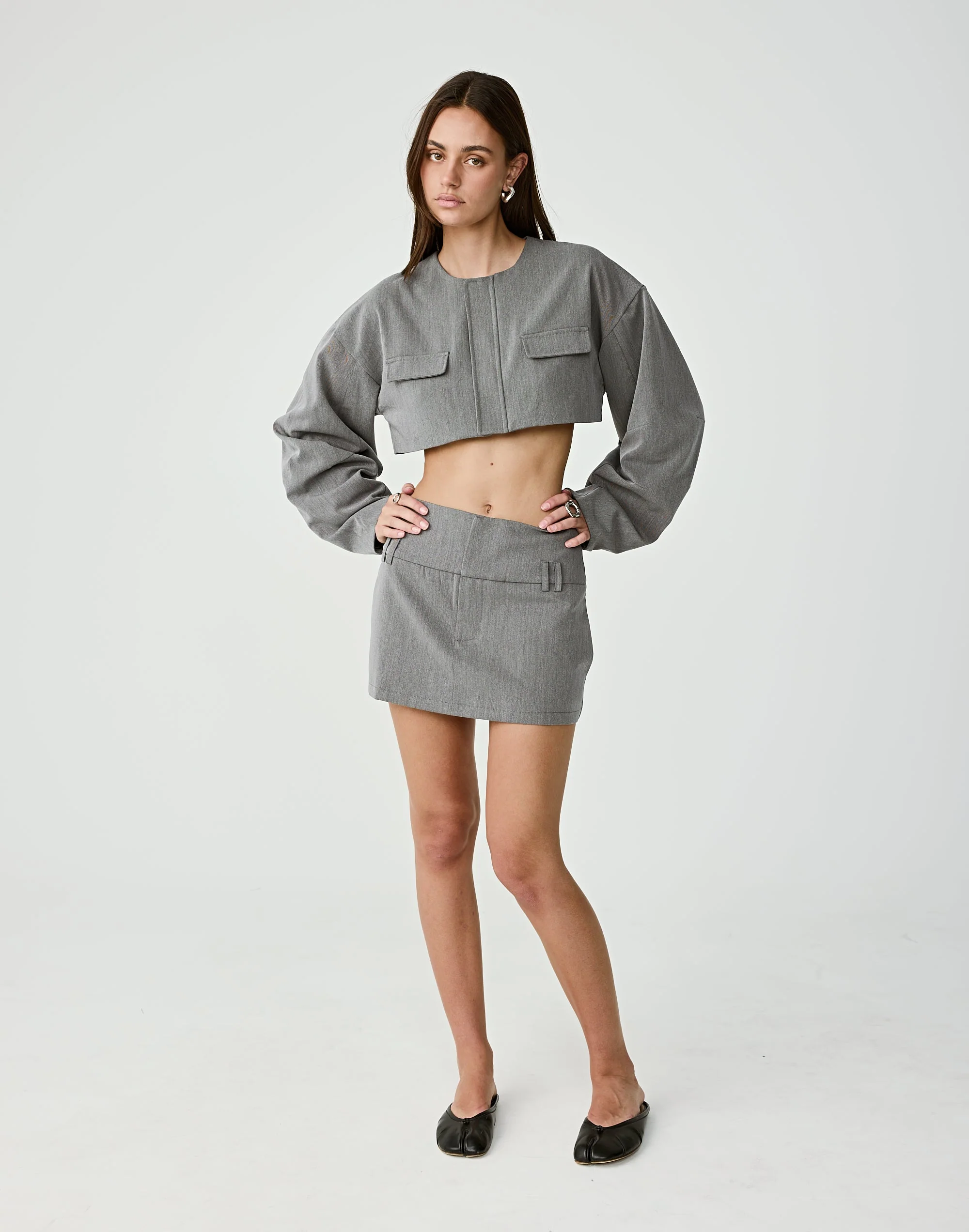 Dillon Mini Skirt (Grey)